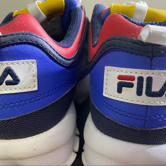 Women FILA Disruptor Shoes Size 7.5 Red Yellow
White Blue - Picture 3 of 9